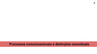 Processos comunicacionais e distinções conceituais
A
 