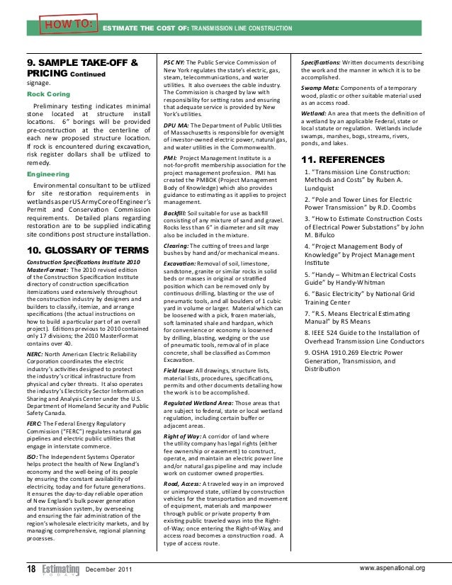 transmision line construction master format divisions