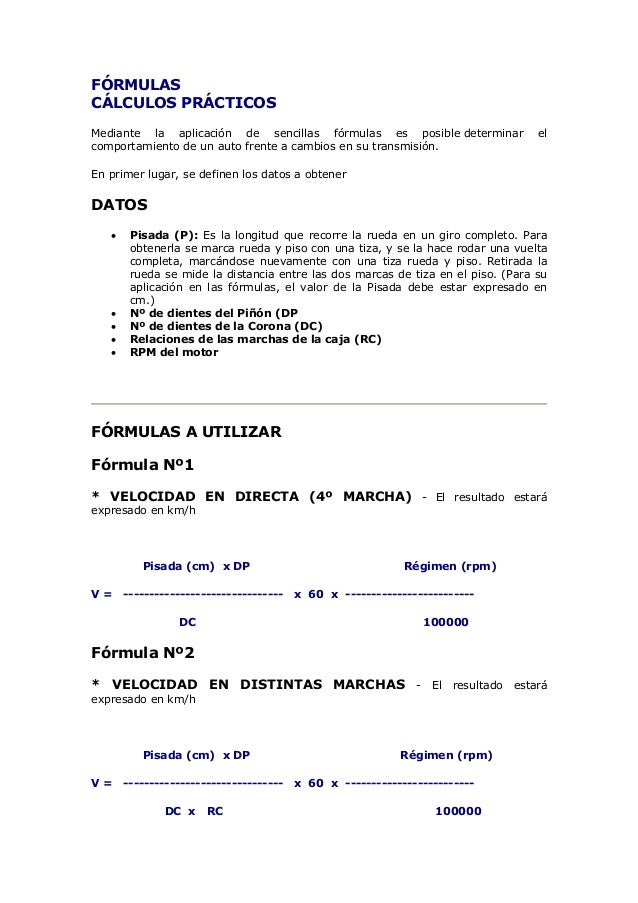 Relacion de transmision del diferencial