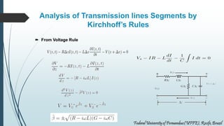Analysis of Transmission lines Segments by
Kirchhoff’s Rules
 From Voltage Rule
 