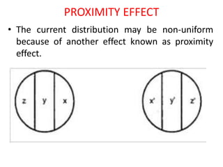 PROXIMITY EFFECT
• The current distribution may be non-uniform
because of another effect known as proximity
effect.
 