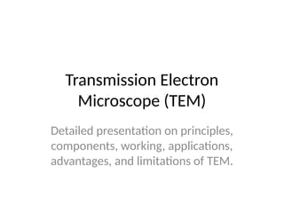 Tem Key Component Comprehensive Overview of Transmission Electron Microscope (TEM ...