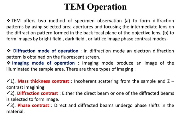 Transmission electron microscope, high resolution tem and selected area ...