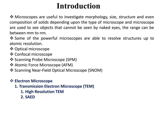 Transmission electron microscope, high resolution tem and selected area ...