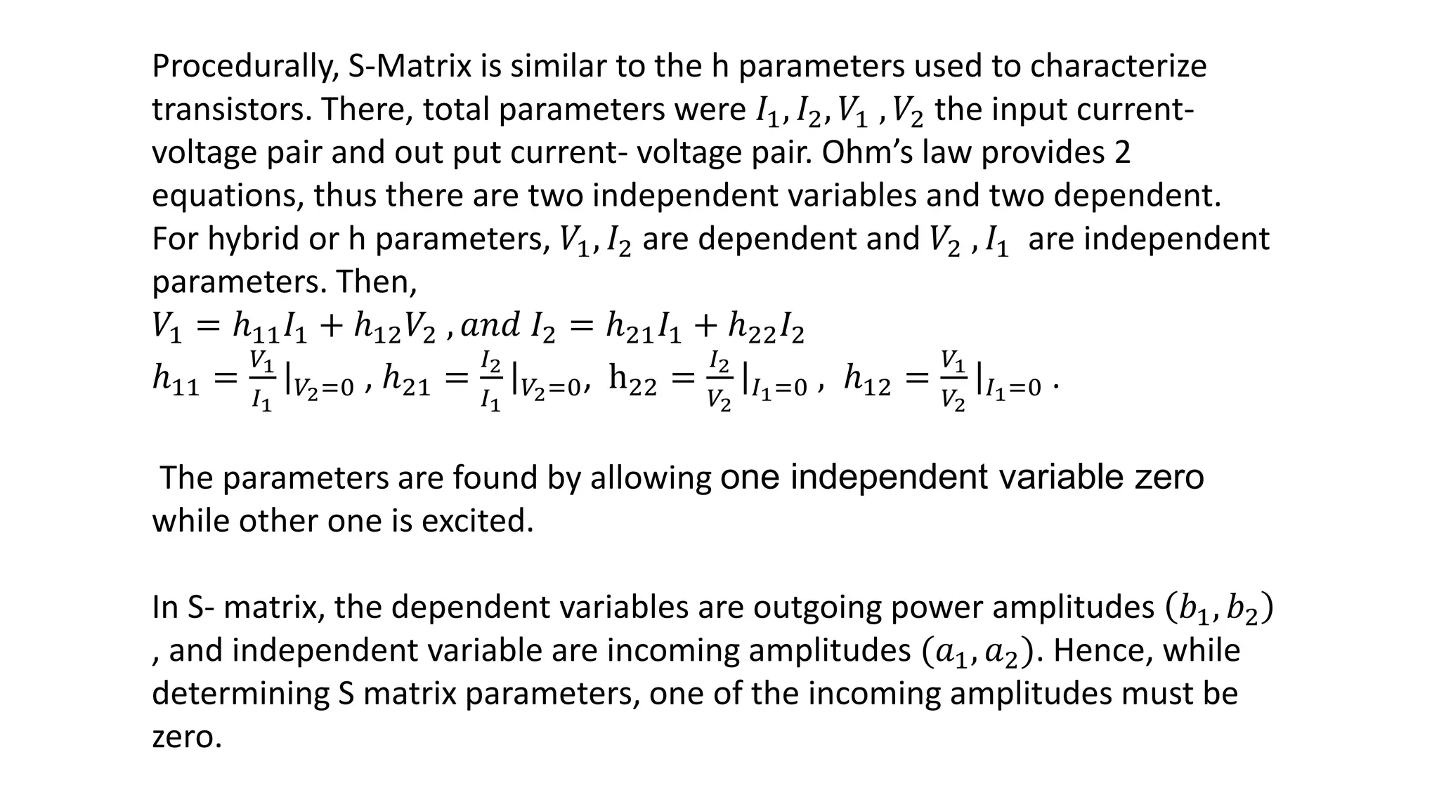 Transmission line reflection coefficient, two port S- matrix examples ...