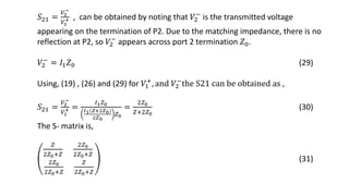Transmission line reflection coefficient, two port S- matrix examples ...