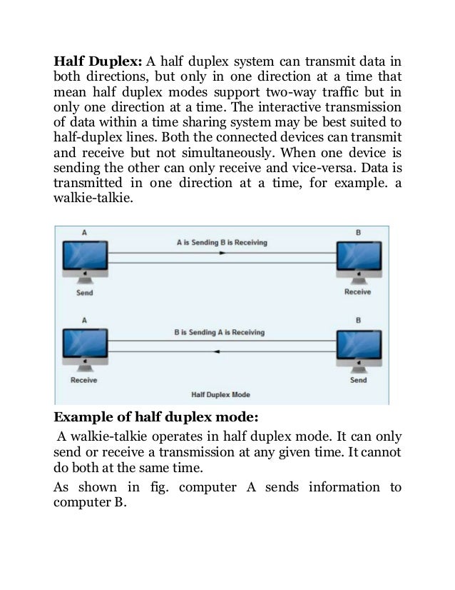 Transmission modes (simplex, duplex & half duplex)