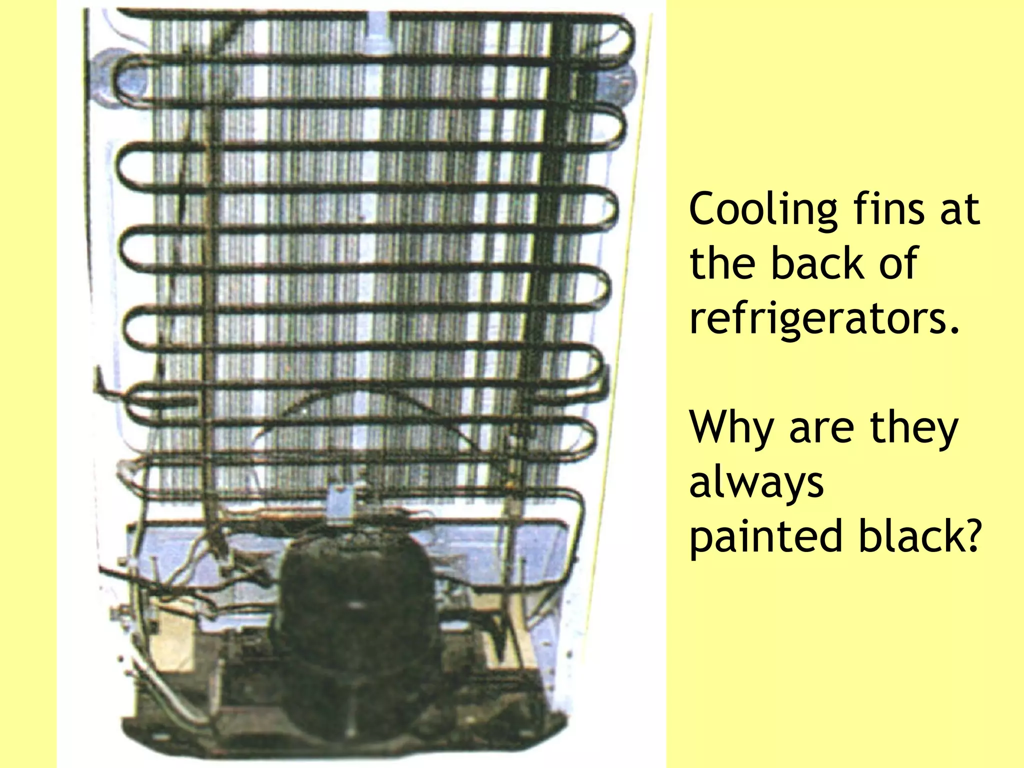 Cooling fins at the back of refrigerators. Why are they always painted black? 