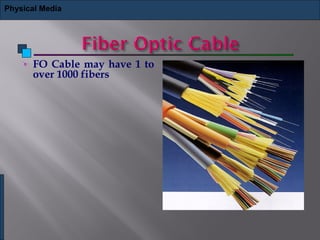 FO Cable may have 1 to
over 1000 fibers
Physical Media
 