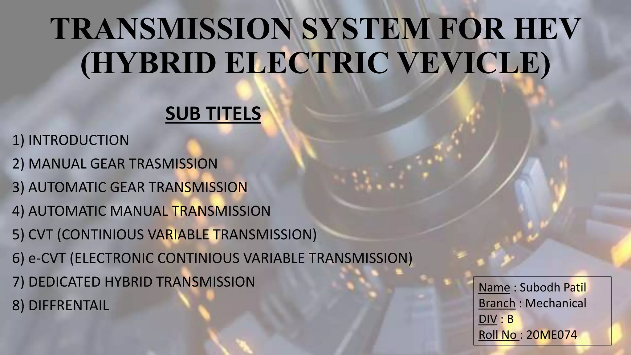 TRANSMISSION SYSTEM FOR HEV.pptx