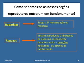 Que transformações ocorrem na Puberdade? Síntese2009/201017Ciências Naturais 9º ano             