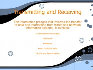 Transmitting and Receiving ,[object Object],[object Object],[object Object],[object Object],[object Object],[object Object]