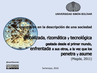 @JeanCGuzmán
Sartenejas, 2016
(Magda, 2011)
UNIVERSIDAD SIMÓN BOLÍVAR