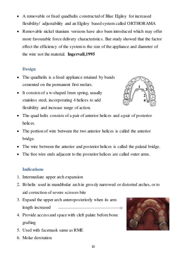 Transpalatal, nance, lingual arch, quadhelix appliances for orthodont…