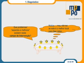 1. Diagnóstico Que problemas/ “ aspectos a melhorar” existem neste  campo de Intervenção ? Muitos…, mas não sei se este é o melhor local para falar deles... 