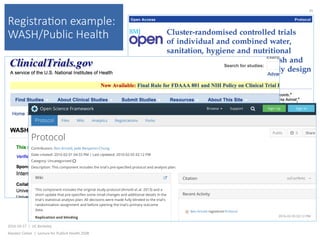 Registra(on example:
WASH/Public Health
2016-10-17		|		UC	Berkeley	
Alasdair	Cohen		|		Lecture	for	Publich	Health	250B	
35	
 