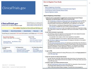 ClinicalTrials.gov
2016-10-17		|		UC	Berkeley	
Alasdair	Cohen		|		Lecture	for	Publich	Health	250B	
30	
 