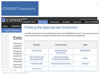 CONSORT Extensions
2016-10-17		|		UC	Berkeley	
Alasdair	Cohen		|		Lecture	for	Publich	Health	250B	
54	
 