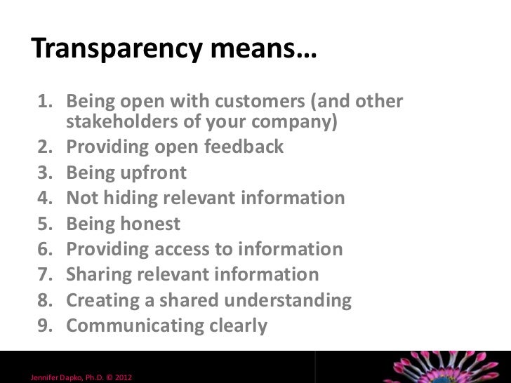transparency what it means to your customers and its impact to your