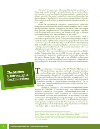 Transparency Issues in the Philippine Mining Industry | PDF
