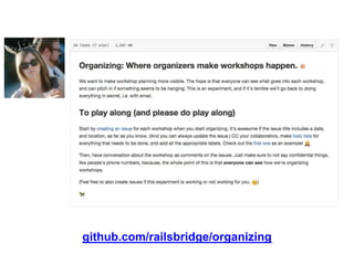 github.com/railsbridge/organizing
 