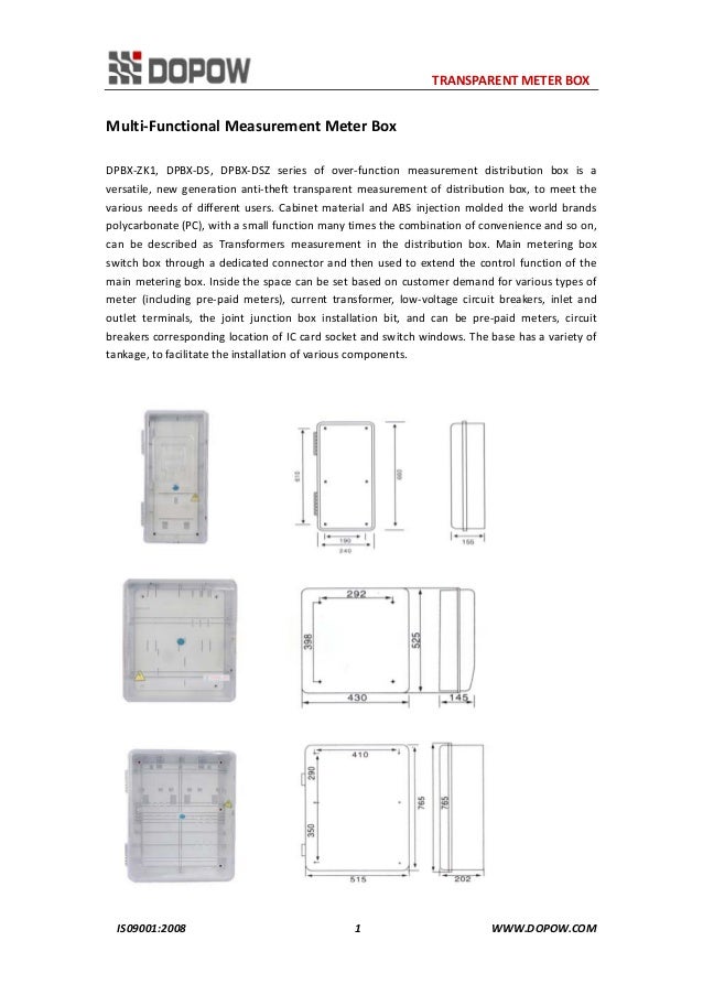 DP seriesTransparent Meter Box / Distribution Box receptacle wiring plan 