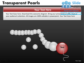 Transparent Pearls
                                        Your Text Here
    Your Text Goes here. Download this awesome diagram. Bring your presentation to life. Capture
    your audience’s attention. All images are 100% editable in powerpoint. Your Text Goes here




                                                                         Text




www.slideteam.net                                                                            Your Logo
 
