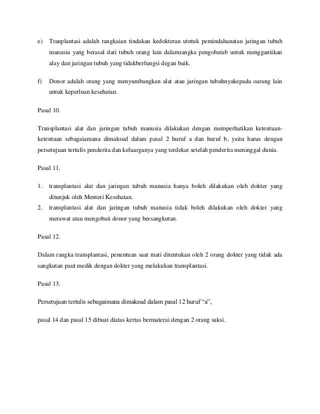 Transplantasi organ di pandang dari kode etika