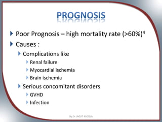  Poor Prognosis – high mortality rate (>60%)4
 Causes :
 Complications like
 Renal failure
 Myocardial ischemia
 Bra...