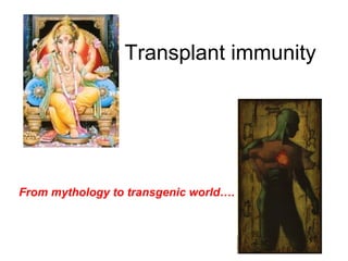 Transplant immunity 
From mythology to transgenic world…. 
 