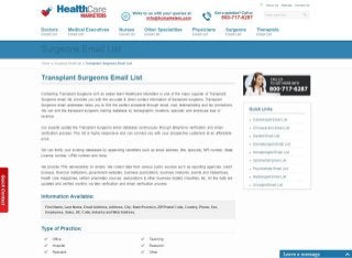 The email list of transplant surgeons has been developed exclusively for improving lead conversions, sales and ROI