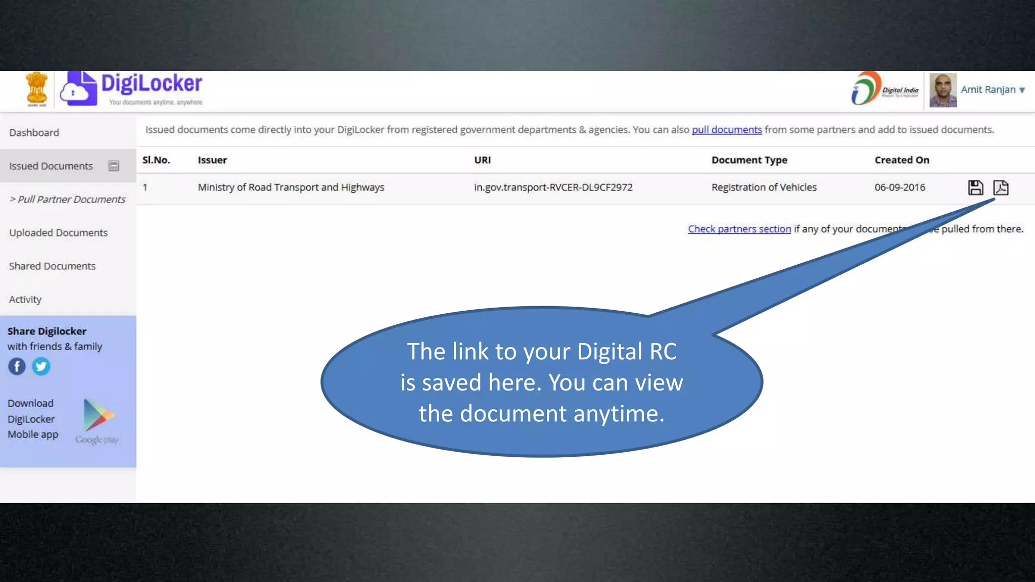 The link to your Digital RC
is saved here. You can view
the document anytime.
 