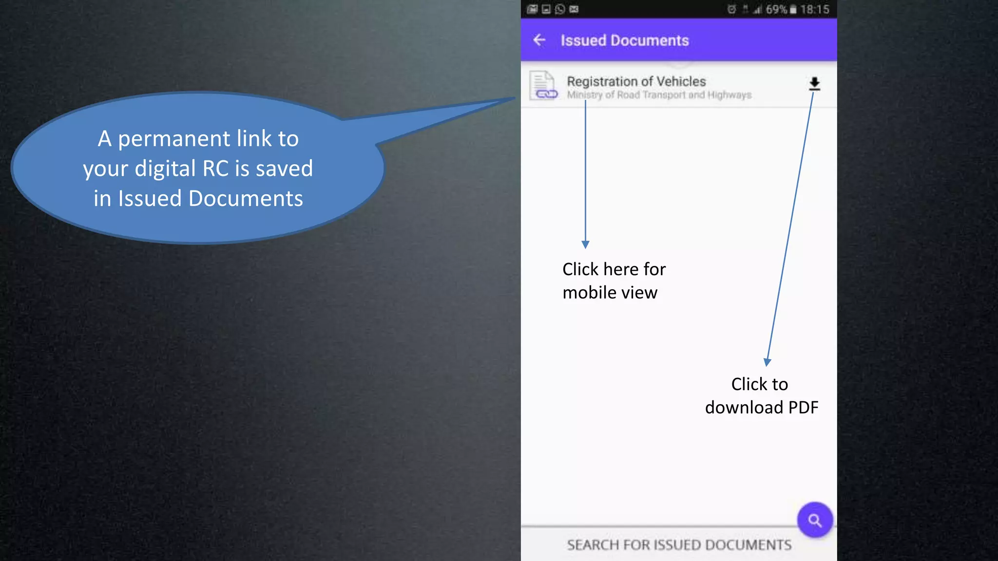 A permanent link to
your digital RC is saved
in Issued Documents
Click here for
mobile view
Click to
download PDF
 