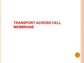 TRANSPORT ACROSS CELL
MEMBRANE
 