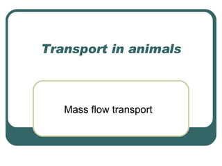 Transport in animals Mass flow transport 