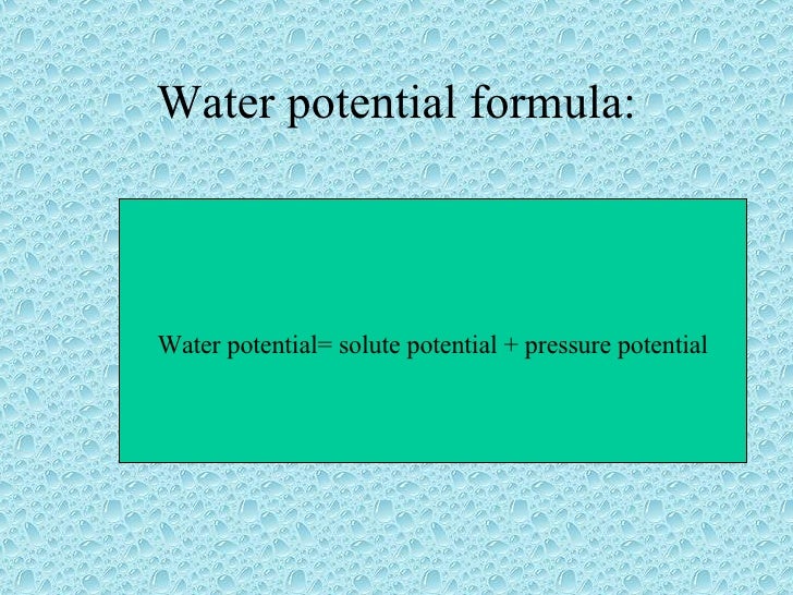 transport across cell membranes water potential formula