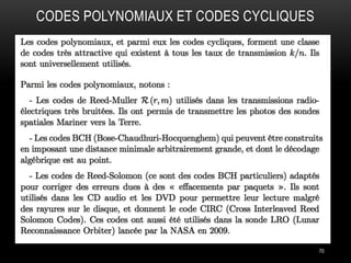 CODES POLYNOMIAUX ET CODES CYCLIQUES
70
 