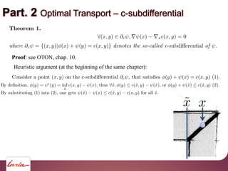 Part. 2 Optimal Transport c-subdifferential
Proof: see OTON, chap. 10.
Heuristic argument (at the beginning of the same ch...
