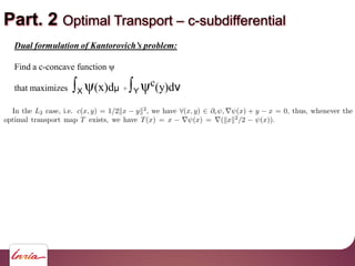 Part. 2 Optimal Transport c-subdifferential
Find a c-concave function
that maximizes X (x)d + Y
c(y)d
 