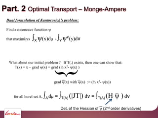 Part. 2 Optimal Transport Monge-Ampere
What about our initial problem ? If T(.) exists, then one can show that:
T(x) = x g...