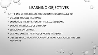 Transport across the cell membrane | PPT