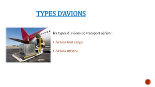 TYPES D’AVIONS
les types d’avions de transport aérien :
 Avions tout cargo
 Avions mixtes
 