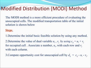 Transportation model and assignment model | PPT