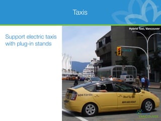 Taxis

                                 Hybrid Taxi, Vancouver


Support electric taxis
with plug-in stands
 