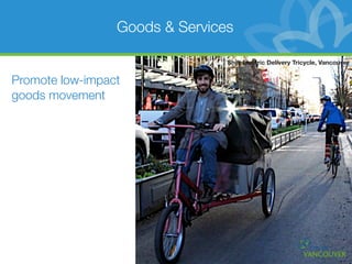Goods & Services

                                Shift Electric Delivery Tricycle, Vancouver


Promote low-impact
goods movement
 