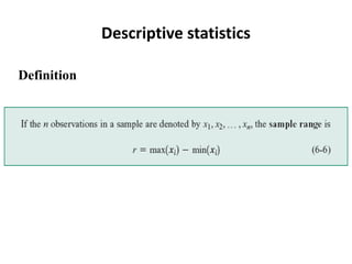 Discrete Random VariablesThey are variables which have finite (countable) range.They can not be assigned other value.Examples:Let x be your grade S={A,A-,B+,B,B-,C,D}Let y be a working day in a week S={M,T,W,R,F}Let z be your weight S={40k<z<300K} this is not discrete, it is continuous, z can be 120.63k48 digital lines are observed, x indicate how many are in use, x can be any integer from 1 to 48….Note x can not be 1.5