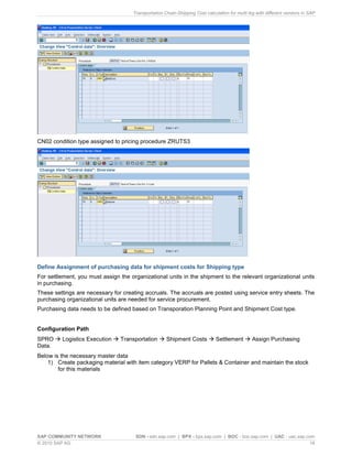 Transportation chain shipping cost calculation for multi leg with ...