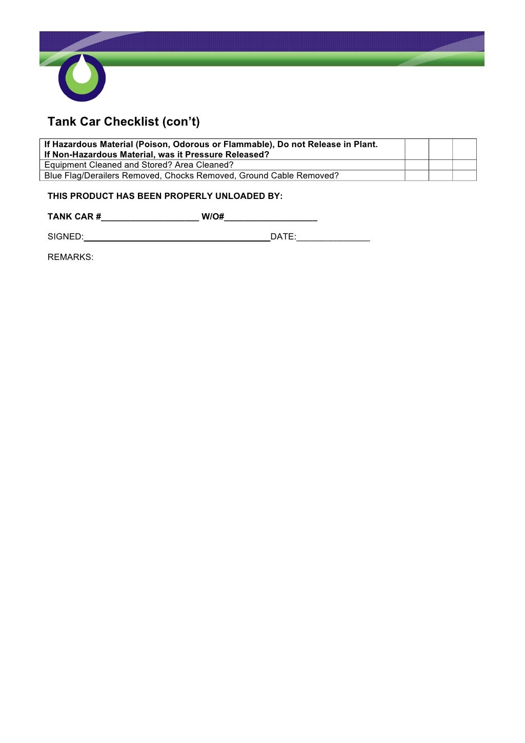 Transportation Checklist