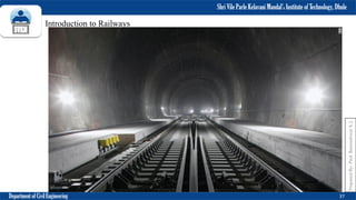 Shri Vile Parle Kelavani Mandal’s Institute of Technology, Dhule
Department of Civil Engineering 37
Prepared
By-
Prof.
Basweshwar
S.
J.
Introduction to Railways
 