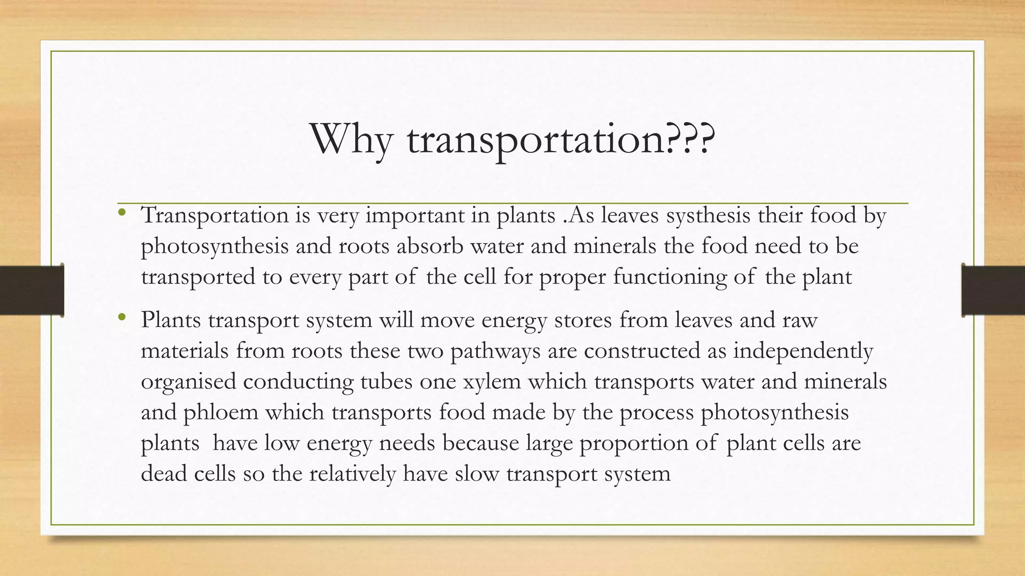 Transportation in plants PPT